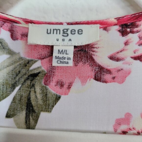 Umgee Floral Open Front Kimono Cardigan Crocheted Trim Feminine Cover Up Boxy - Picture 4 of 8